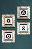 Nazar Taş Duvar Tablosu Çerçeveli Duvar Dekoru 4 Parça Tablo Seti Wall Art
