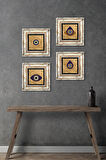 Nazar Taş Duvar Tablosu Çerçeveli Duvar Dekoru 4 Parça Tablo Seti Wall Art