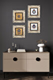 Nazar Taş Duvar Tablosu Çerçeveli Duvar Dekoru 4 Parça Tablo Seti Wall Art