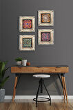 Mandala Taş Duvar Tablosu Çerçeveli Duvar Dekoru 4 Parça Tablo Seti Wall Art