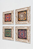 Mandala Taş Duvar Tablosu Çerçeveli Duvar Dekoru 4 Parça Tablo Seti Wall Art