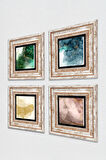 Soyut Sanat Taş Duvar Tablosu Çerçeveli Duvar Dekoru 4 Parça Tablo Seti Wall Art