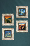 Salvador Dalí, Picasso, Van Gogh, Çığlık Taş Duvar Tablosu Çerçeveli Duvar Dekoru 4 Parça Tablo Seti Wall Art