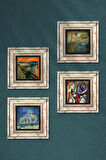 Salvador Dalí, Picasso, Van Gogh, Çığlık Taş Duvar Tablosu Çerçeveli Duvar Dekoru 4 Parça Tablo Seti Wall Art