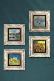 Van Gogh, Claude Monet Taş Duvar Tablosu Çerçeveli Duvar Dekoru 4 Parça Tablo Seti Wall Art