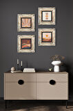 Bohem, Minimalist Soyut Taş Duvar Tablosu Çerçeveli Duvar Dekoru 4 Parça Tablo Seti Wall Art