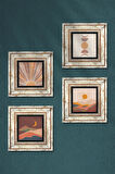 Bohem, Minimalist Soyut Taş Duvar Tablosu Çerçeveli Duvar Dekoru 4 Parça Tablo Seti Wall Art