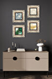 Soyut Sanat, Desen Taş Duvar Tablosu Çerçeveli Duvar Dekoru 4 Parça Tablo Seti Wall Art
