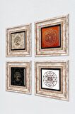 Sri Yantra, Hayat Ağacı Taş Duvar Tablosu Çerçeveli Duvar Dekoru 4 Parça Tablo Seti Wall Art