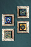 Mandala, Nazar Taş Duvar Tablosu Çerçeveli Duvar Dekoru 4 Parça Tablo Seti Wall Art