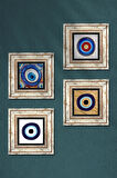 Nazar Taş Duvar Tablosu Çerçeveli Duvar Dekoru 4 Parça Tablo Seti Wall Art