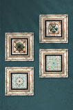 Desen, Fas Desenli Vintage Taş Duvar Tablosu Çerçeveli Duvar Dekoru 4 Parça Tablo Seti Wall Art