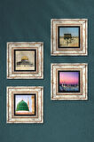 Kabe-i Muazzama, Mescid-i Aksa, Ravza-i Mutahhara Taş Duvar Tablosu Çerçeveli Duvar Dekoru 4 Parça Tablo Seti Wall Art