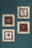 Gül Çiçek, Desen Taş Duvar Tablosu Çerçeveli Duvar Dekoru 4 Parça Tablo Seti Wall Art