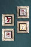 Gül Çiçek, Lale Taş Duvar Tablosu Çerçeveli Duvar Dekoru 4 Parça Tablo Seti Wall Art