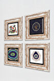 Nazar, Şahmeran Taş Duvar Tablosu Çerçeveli Duvar Dekoru 4 Parça Tablo Seti Wall Art