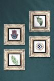 Nazar, Yaprak, Fatma Ana Eli (Hamsa) Taş Duvar Tablosu Çerçeveli Duvar Dekoru 4 Parça Tablo Seti Wall Art
