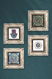 Nazar, Mandala, Fatma Ana Eli (Hamsa) Taş Duvar Tablosu Çerçeveli Duvar Dekoru 4 Parça Tablo Seti Wall Art