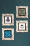 Nazar, Mandala, Fatma Ana Eli (Hamsa) Taş Duvar Tablosu Çerçeveli Duvar Dekoru 4 Parça Tablo Seti Wall Art