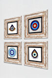 Nazar Taş Duvar Tablosu Çerçeveli Duvar Dekoru 4 Parça Tablo Seti Wall Art