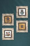 Nazar, Şahmeran, Fatma Ana Eli (Hamsa) Taş Duvar Tablosu Çerçeveli Duvar Dekoru 4 Parça Tablo Seti Wall Art