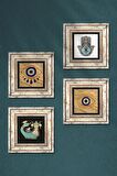 Nazar, Şahmeran, Fatma Ana Eli (Hamsa) Taş Duvar Tablosu Çerçeveli Duvar Dekoru 4 Parça Tablo Seti Wall Art