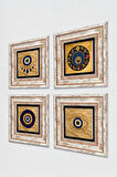 Nazar Taş Duvar Tablosu Çerçeveli Duvar Dekoru 4 Parça Tablo Seti Wall Art