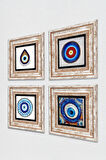 Nazar Taş Duvar Tablosu Çerçeveli Duvar Dekoru 4 Parça Tablo Seti Wall Art