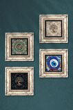 Nazar, Mandala, Hayat Ağacı Taş Duvar Tablosu Çerçeveli Duvar Dekoru 4 Parça Tablo Seti Wall Art