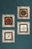 Hz. Muhammed Lafzı, Muhammed Resulullah Lafzı, Nazar, Bereket Duası Taş Duvar Tablosu Çerçeveli Duvar Dekoru 4 Parça Tablo Seti Wall Art
