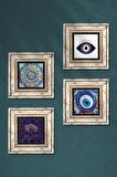 Nazar, Mandala, Hayat Ağacı Taş Duvar Tablosu Çerçeveli Duvar Dekoru 4 Parça Tablo Seti Wall Art