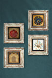 Muhammed Resulullah Lafzı, Ayet-el Kürsi, Nazar, Bereket Duası Taş Duvar Tablosu Çerçeveli Duvar Dekoru 4 Parça Tablo Seti Wall Art