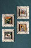 Leonardo da Vinci, Çığlık, Yerli Kadınlar, Gustav Klimt Taş Duvar Tablosu Çerçeveli Duvar Dekoru 4 Parça Tablo Seti Wall Art