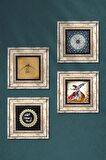 Hiç, İhlas Suresi, Mührü Şerif, Semazen Taş Duvar Tablosu Çerçeveli Duvar Dekoru 4 Parça Tablo Seti Wall Art