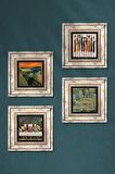 Leonardo da Vinci, Çığlık, Yerli Kadınlar, Claude Monet Taş Duvar Tablosu Çerçeveli Duvar Dekoru 4 Parça Tablo Seti Wall Art