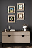 İslami Taş Duvar Tablosu Çerçeveli Duvar Dekoru 4 Parça Tablo Seti Wall Art