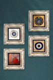 Nazar, Nar Taş Duvar Tablosu Çerçeveli Duvar Dekoru 4 Parça Tablo Seti Wall Art