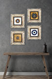 Nazar Taş Duvar Tablosu Çerçeveli Duvar Dekoru 4 Parça Tablo Seti Wall Art