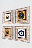 Nazar Taş Duvar Tablosu Çerçeveli Duvar Dekoru 4 Parça Tablo Seti Wall Art