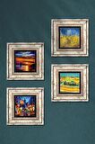Van Gogh, Deniz Manzarası, Sokak Manzarası Taş Duvar Tablosu Çerçeveli Duvar Dekoru 4 Parça Tablo Seti Wall Art