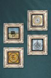 Şems Suresi, Ayet-el Kürsi, Kabe-i Muazzama, Mührü Şerif Taş Duvar Tablosu Çerçeveli Duvar Dekoru 4 Parça Tablo Seti Wall Art