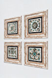 Çini Sanatı Taş Duvar Tablosu Çerçeveli Duvar Dekoru 4 Parça Tablo Seti Wall Art