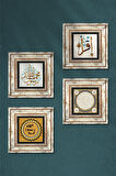 İslami Taş Duvar Tablosu Çerçeveli Duvar Dekoru 4 Parça Tablo Seti Wall Art