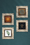Yaşam Çiçeği, Yaprak, Sri Yantra, Hayat Ağacı Taş Duvar Tablosu Çerçeveli Duvar Dekoru 4 Parça Tablo Seti Wall Art