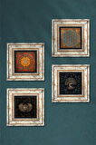 Yaşam Çiçeği, Horus'un Gözü, Sri Yantra, Hayat Ağacı Taş Duvar Tablosu Çerçeveli Duvar Dekoru 4 Parça Tablo Seti Wall Art