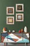 Yaşam Çiçeği, Lotus Çiçeği, Sri Yantra Taş Duvar Tablosu Çerçeveli Duvar Dekoru 4 Parça Tablo Seti Wall Art