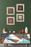 Yaşam Çiçeği, Mandala, Sri Yantra Taş Duvar Tablosu Çerçeveli Duvar Dekoru 4 Parça Tablo Seti Wall Art