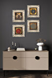 Yaşam Çiçeği, Semazen, Nazar, Bereket Duası Taş Duvar Tablosu Çerçeveli Duvar Dekoru 4 Parça Tablo Seti Wall Art