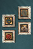 Yaşam Çiçeği, Semazen, Nazar, Bereket Duası Taş Duvar Tablosu Çerçeveli Duvar Dekoru 4 Parça Tablo Seti Wall Art