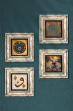 Yaşam Çiçeği, Semazen, Vav, Nazar Taş Duvar Tablosu Çerçeveli Duvar Dekoru 4 Parça Tablo Seti Wall Art